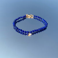 Bracelet Aphrodite en lapis-lazuli serti d'un diamant - Or Jaune