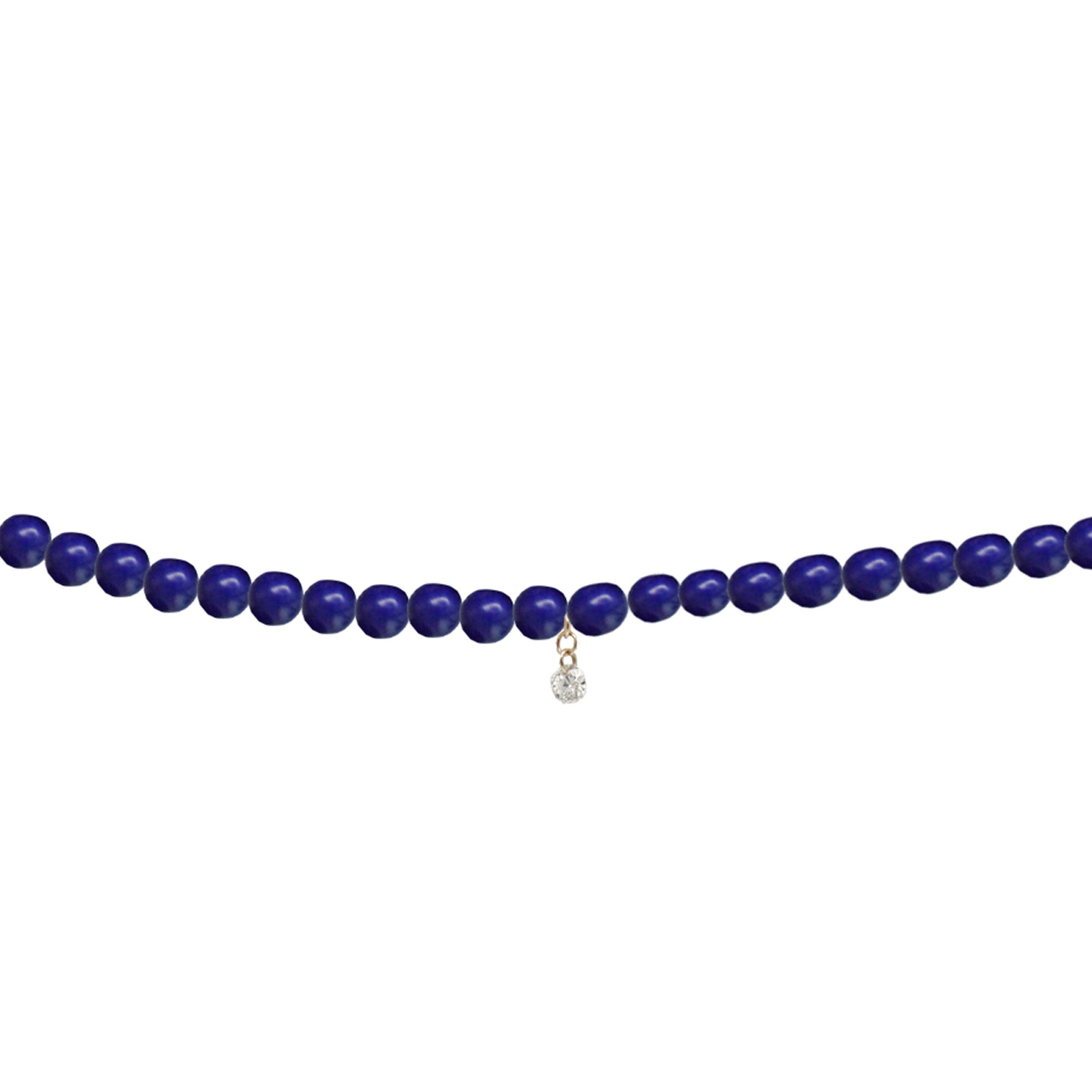 Bracelet Aphrodite en lapis-lazuli serti d'un diamant - Or Jaune