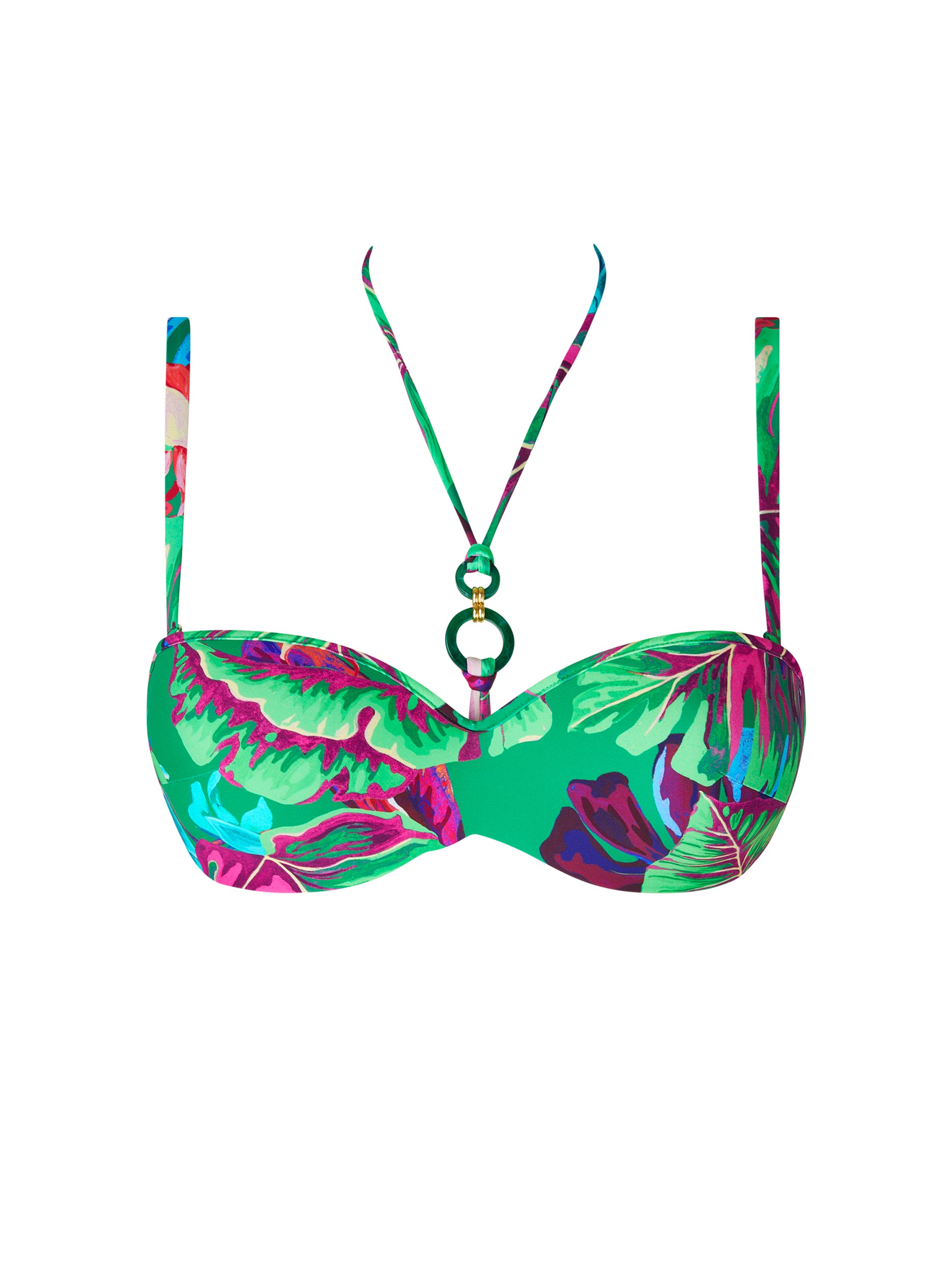 Paradis Sauvage printed bandeau bikini top - Vert Sauvage