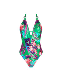 Maillot une pièce Paradis Sauvage imprimé - Vert Sauvage