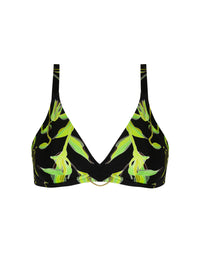 Haut de bikini triangle Fleurs de Nuit imprimé - Nuit Luciole