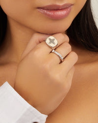 Bague croix en argent avec diamant - Diamant & Résine