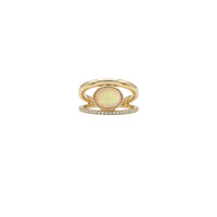 Bague en or jaune sertie de diamant - Opale australienne & Diamant