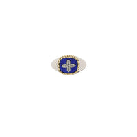 Yellow Gold and Silver Cross Chevalière with Diamond - Diamond & Lapis Lazuli