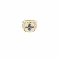 Yellow gold and silver ring set with diamonds - Noir Diamant