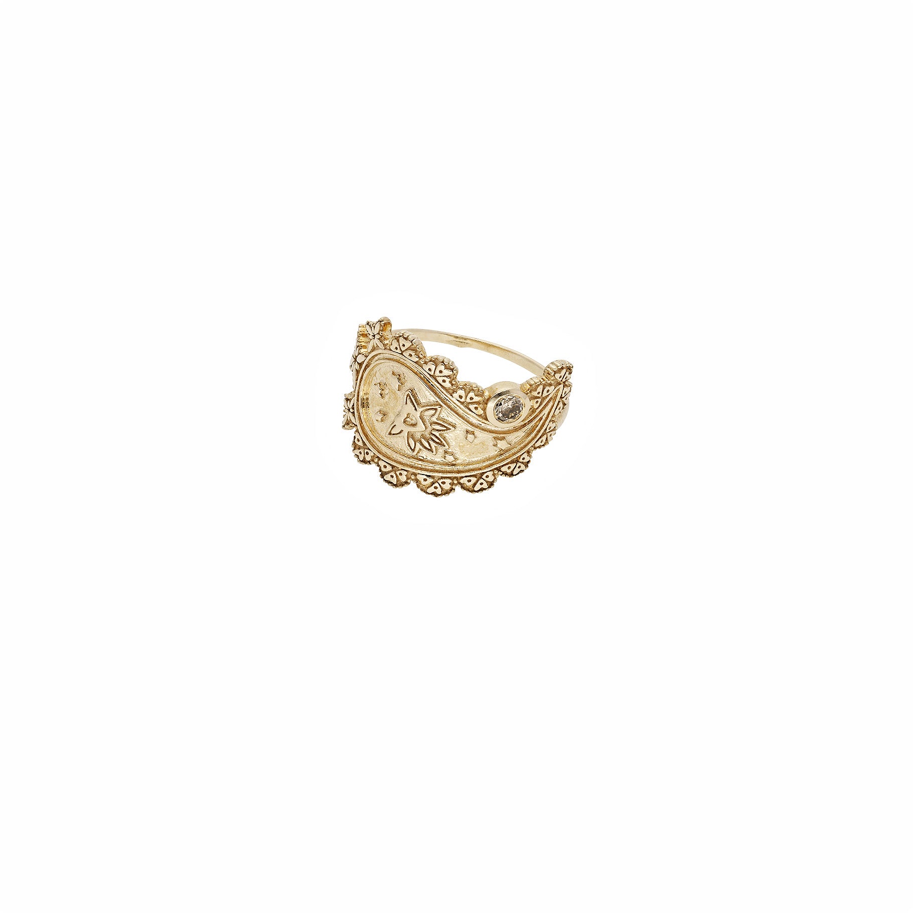Bague arabesque en or jaune avec diamant - Diamant