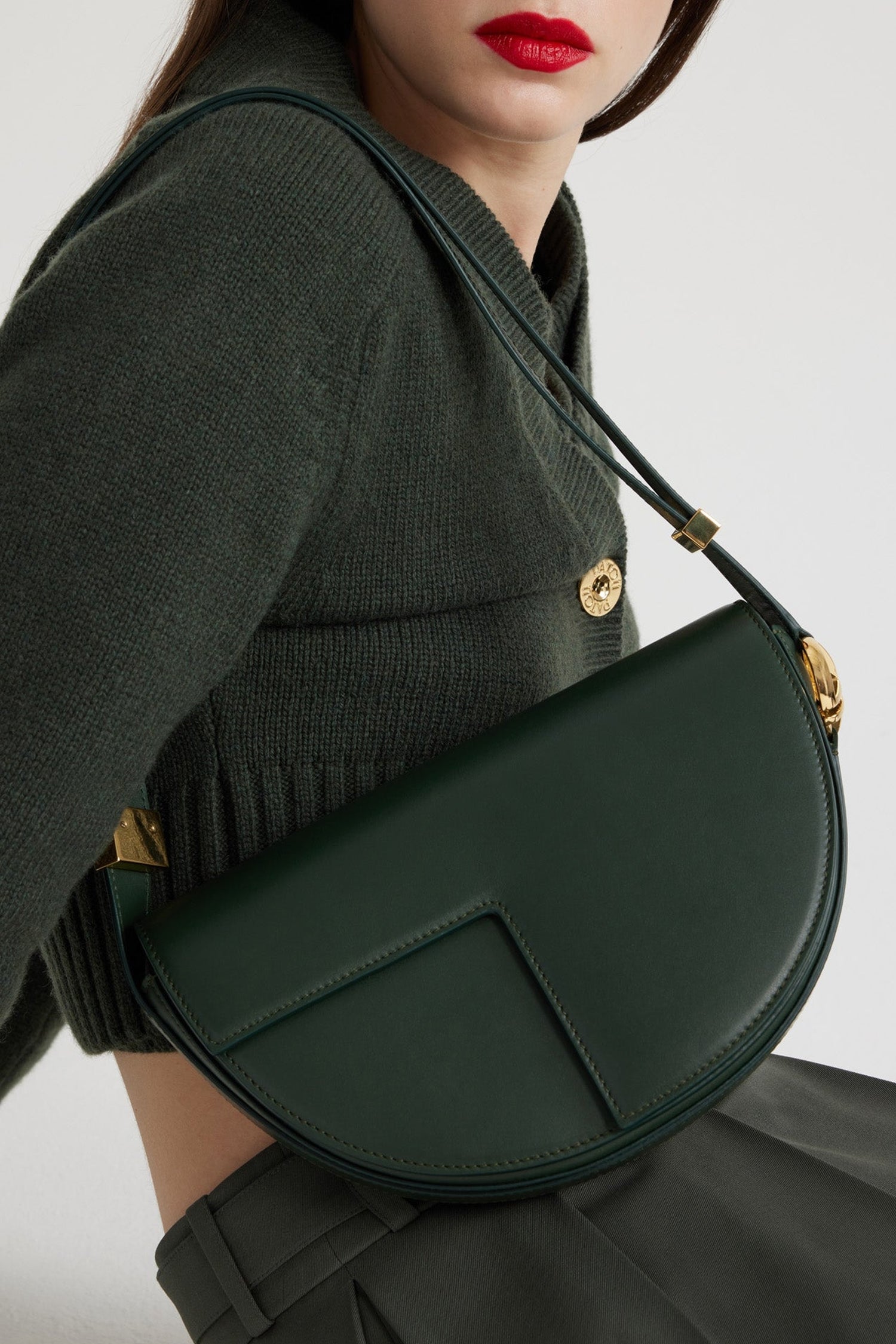 Sac Le Patou en cuir lisse - Vert Bouteille