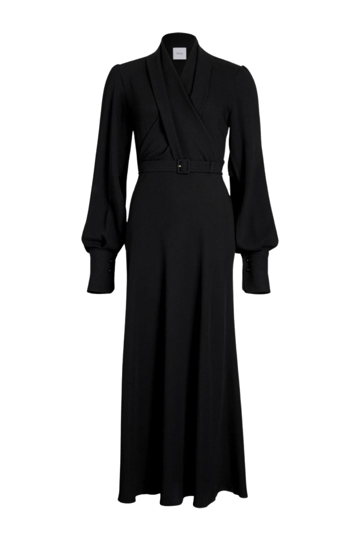 Black / Robe longue à bustier croisé en crêpe éco-responsable