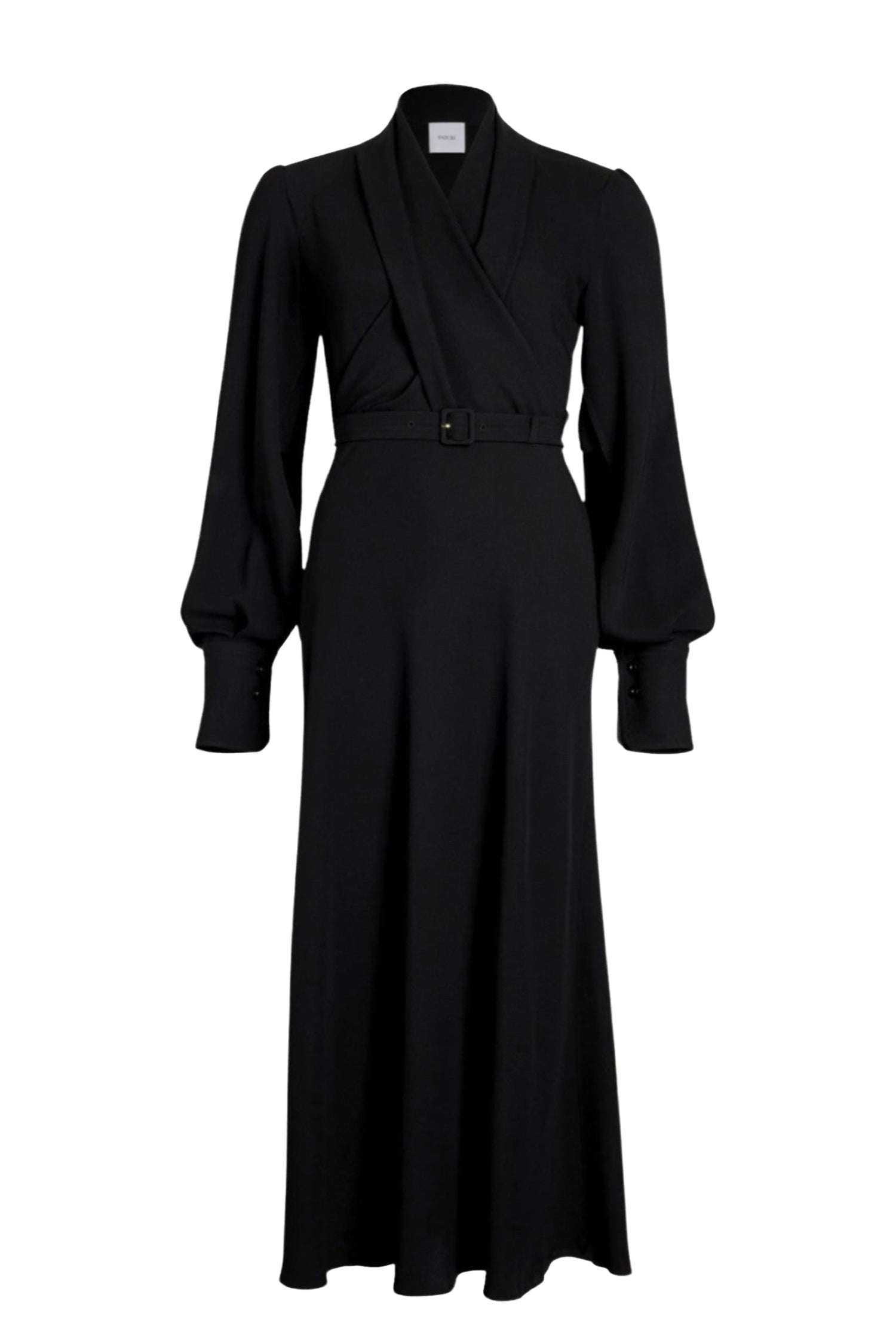 Robe longue à bustier croisé en crêpe - Noir