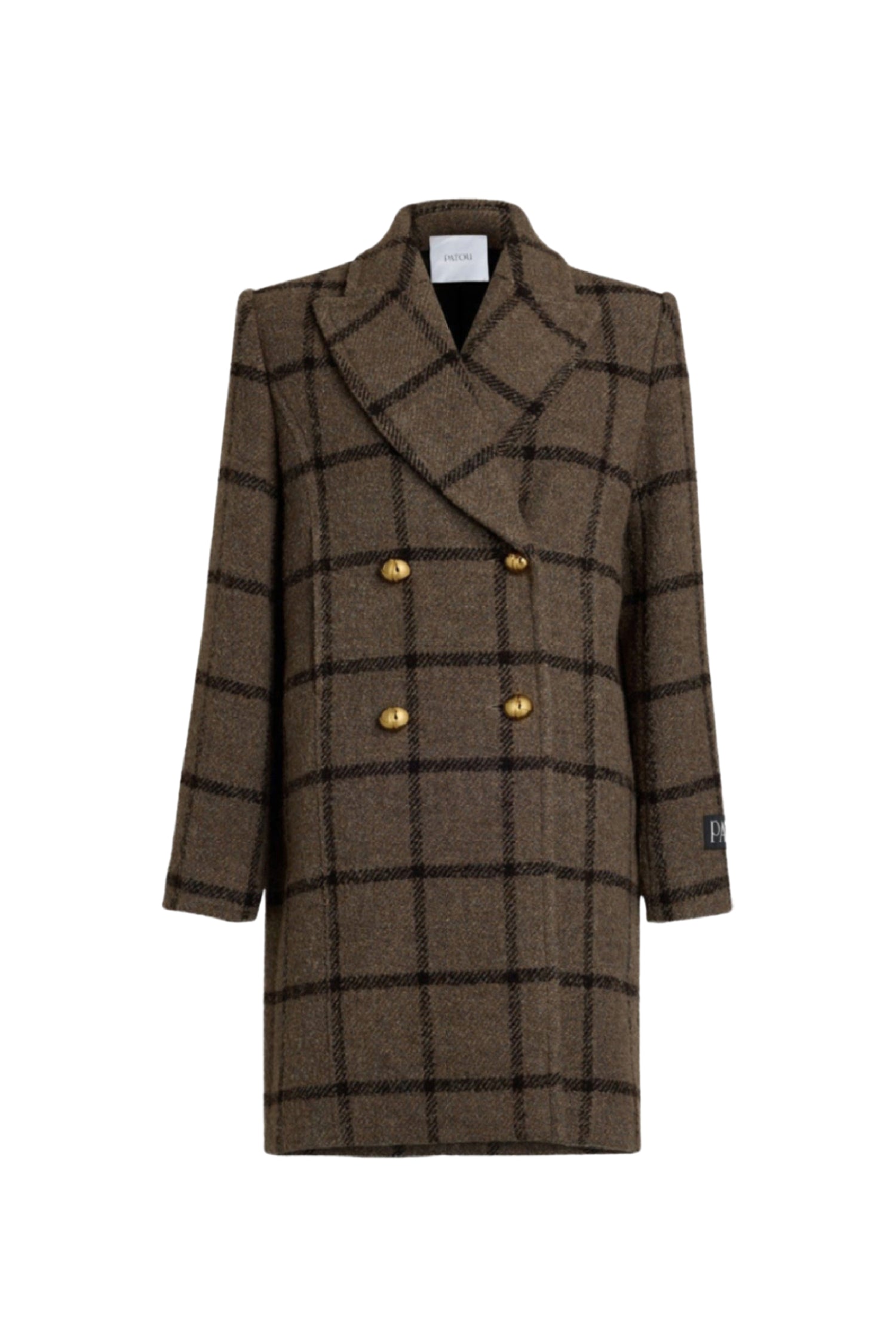 Manteau croisé en laine - Carreaux