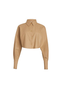 Gray Sand / Chemise courte en mélange de laine éco-responsable