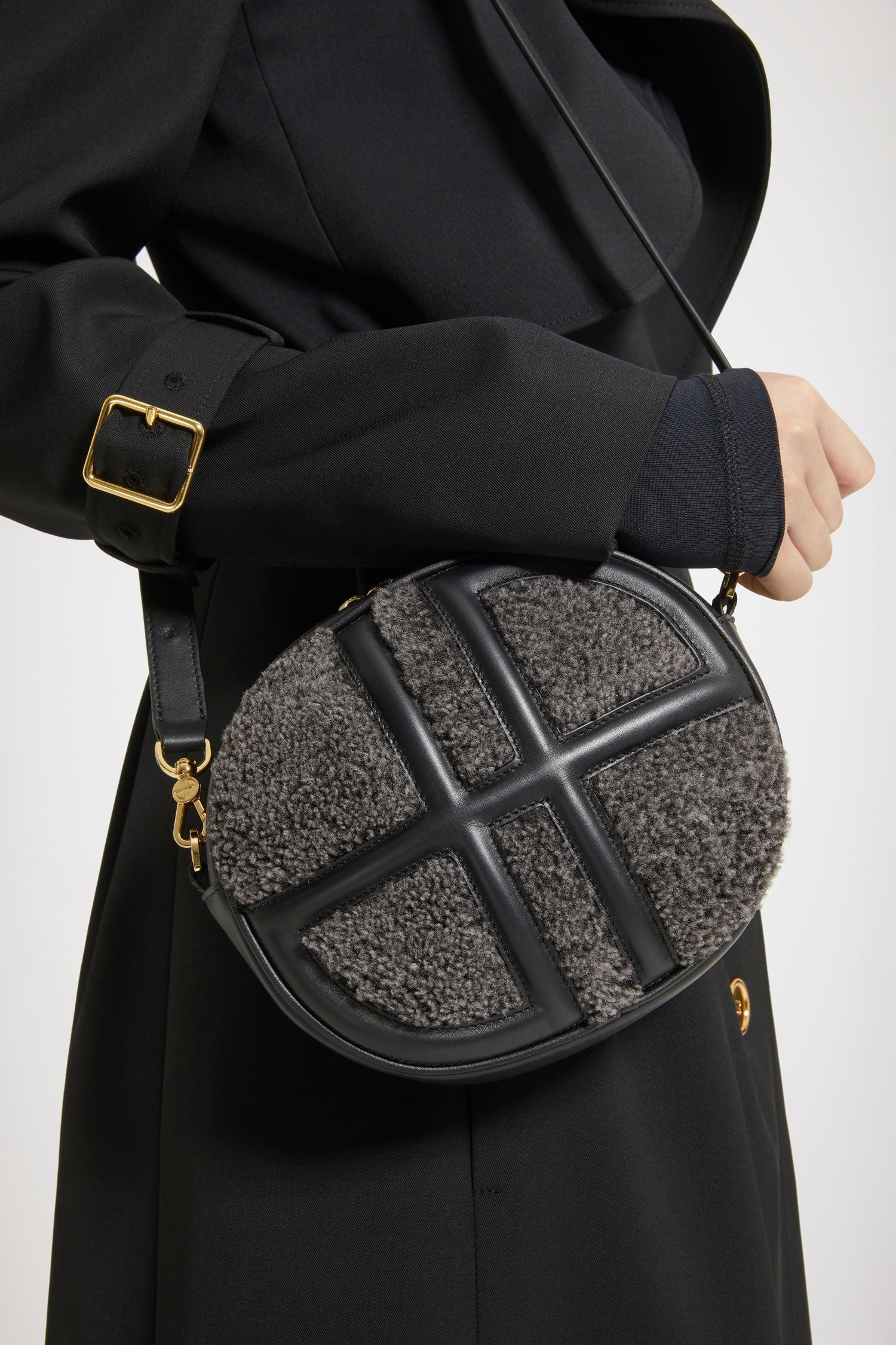 Le JP en shearling et cuir - Gris Anthracite