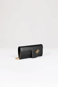 Pochette JP à chaîne en cuir - Noir
