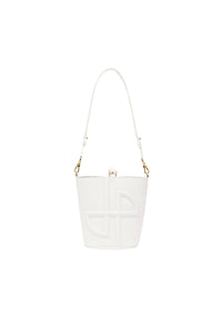 White / Petit sac seau JP en cuir