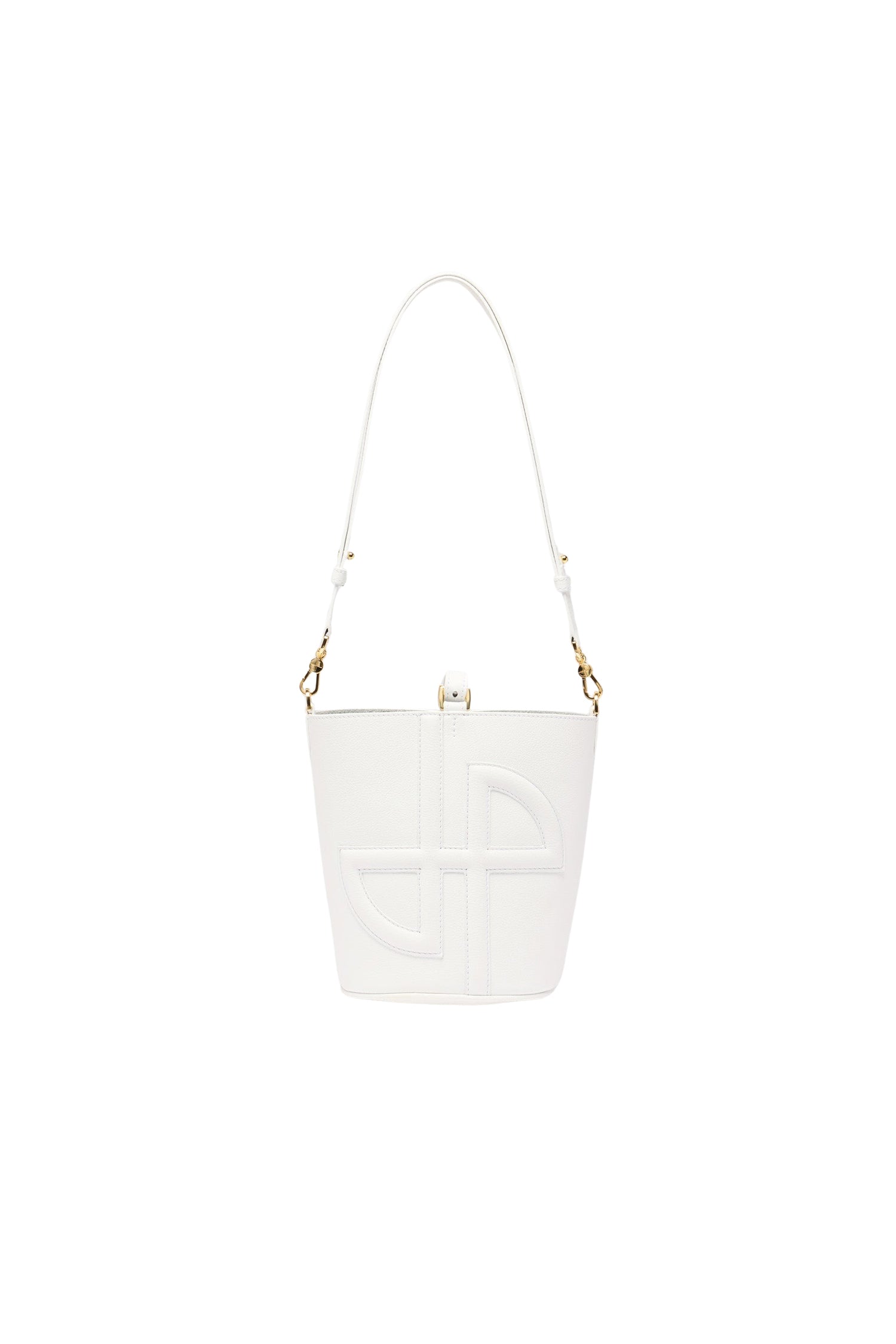 White / Petit sac seau JP en cuir