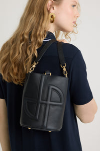 Black / Petit sac seau JP en cuir