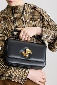 Sac Le Classic Lock en cuir lisse - Noir
