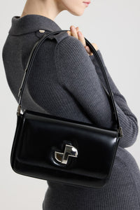 Sac Le Classic Lock en cuir brillant - Noir