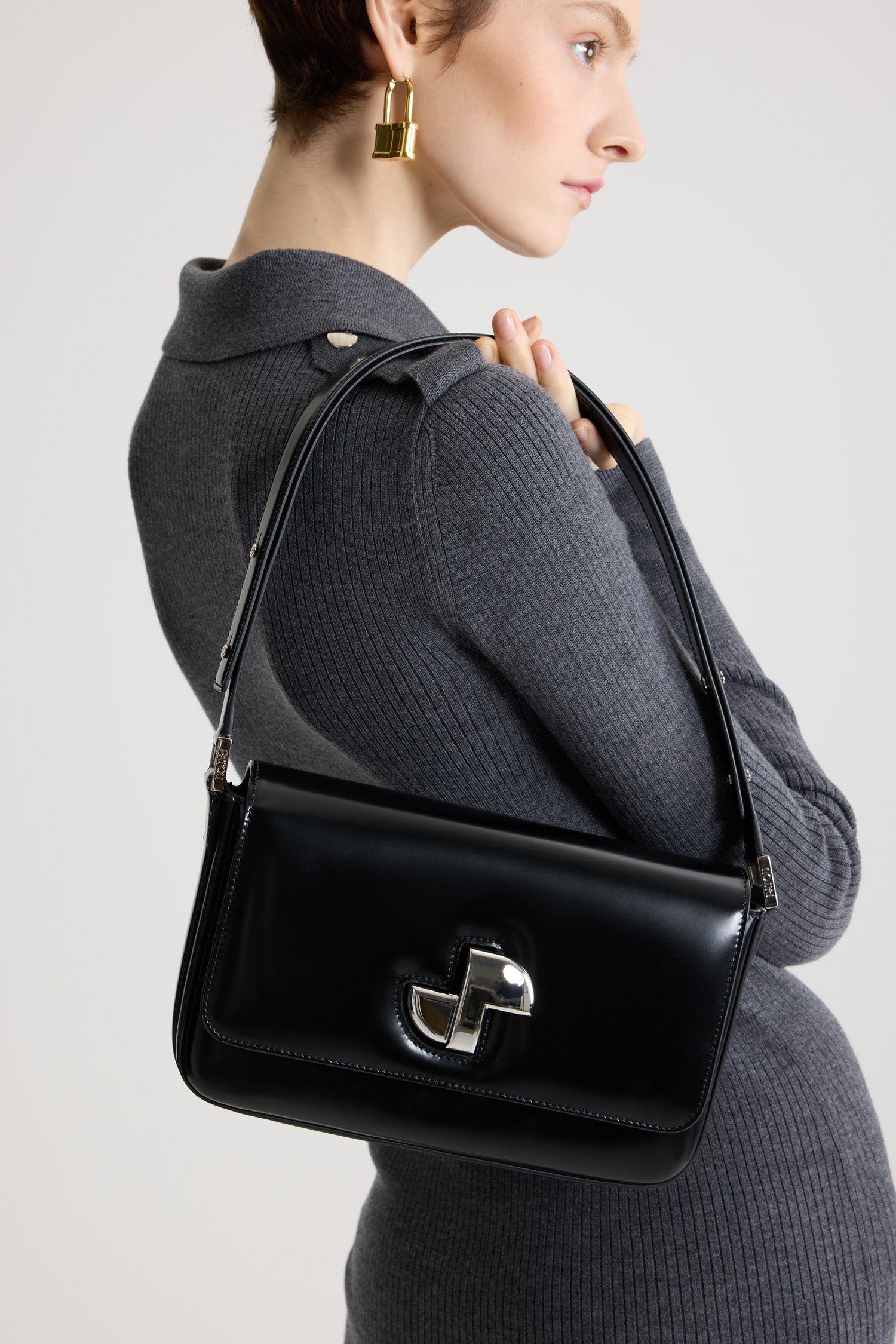 Black / Sac Le Classic Lock en cuir