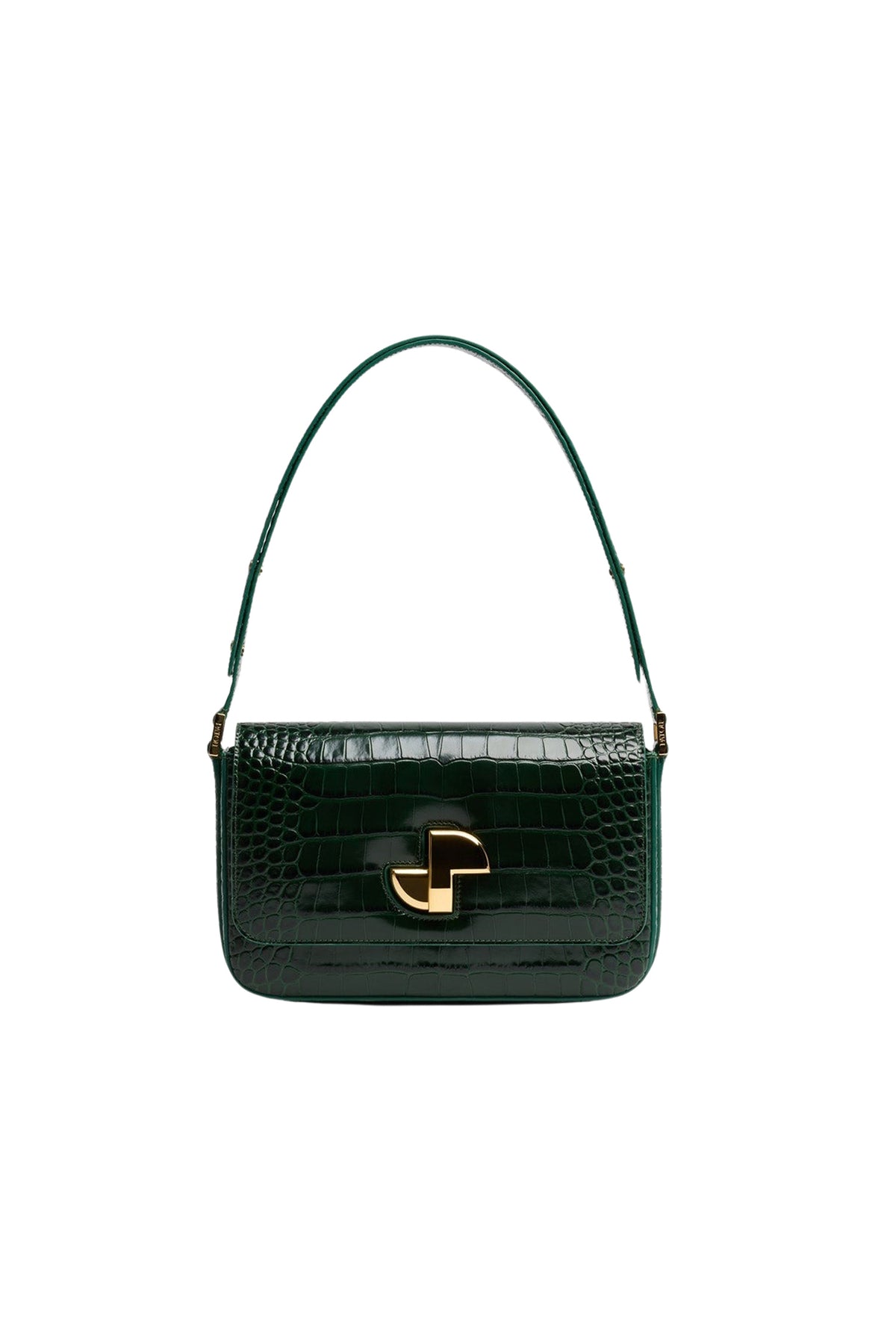 Garden Green / Sac Le Classic Lock en cuir embossé crocodile