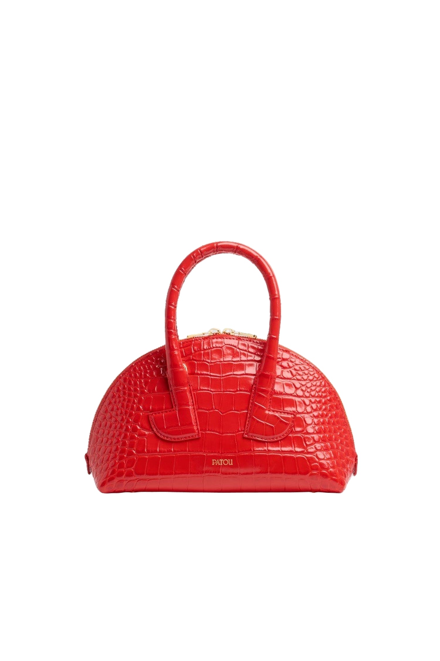 Babylone Red / Sac Le Patou Bowling en cuir embossé crocodile