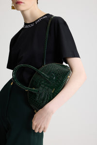 Garden Green / Sac Le Patou Bowling en cuir embossé crocodile