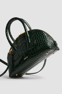 Garden Green / Sac Le Patou Bowling en cuir embossé crocodile