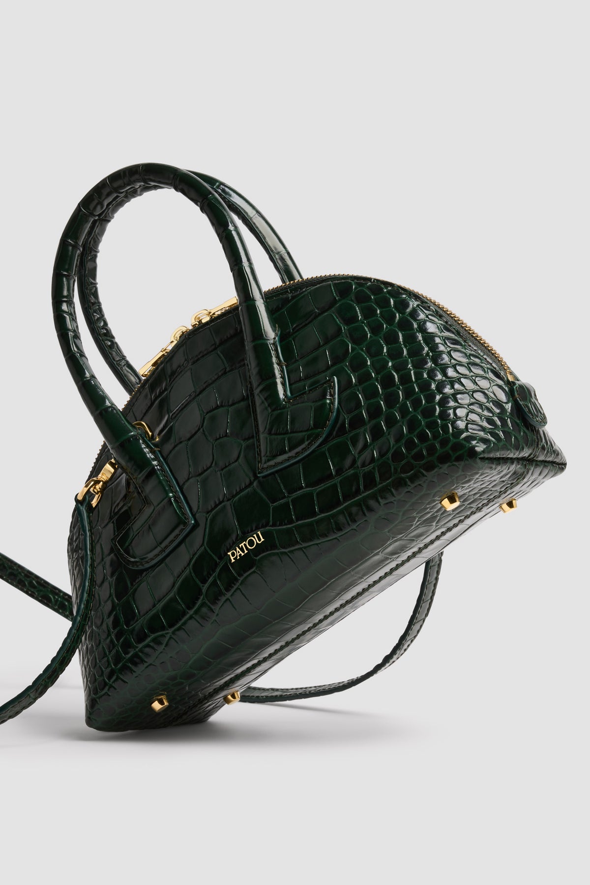 Garden Green / Sac Le Patou Bowling en cuir embossé crocodile