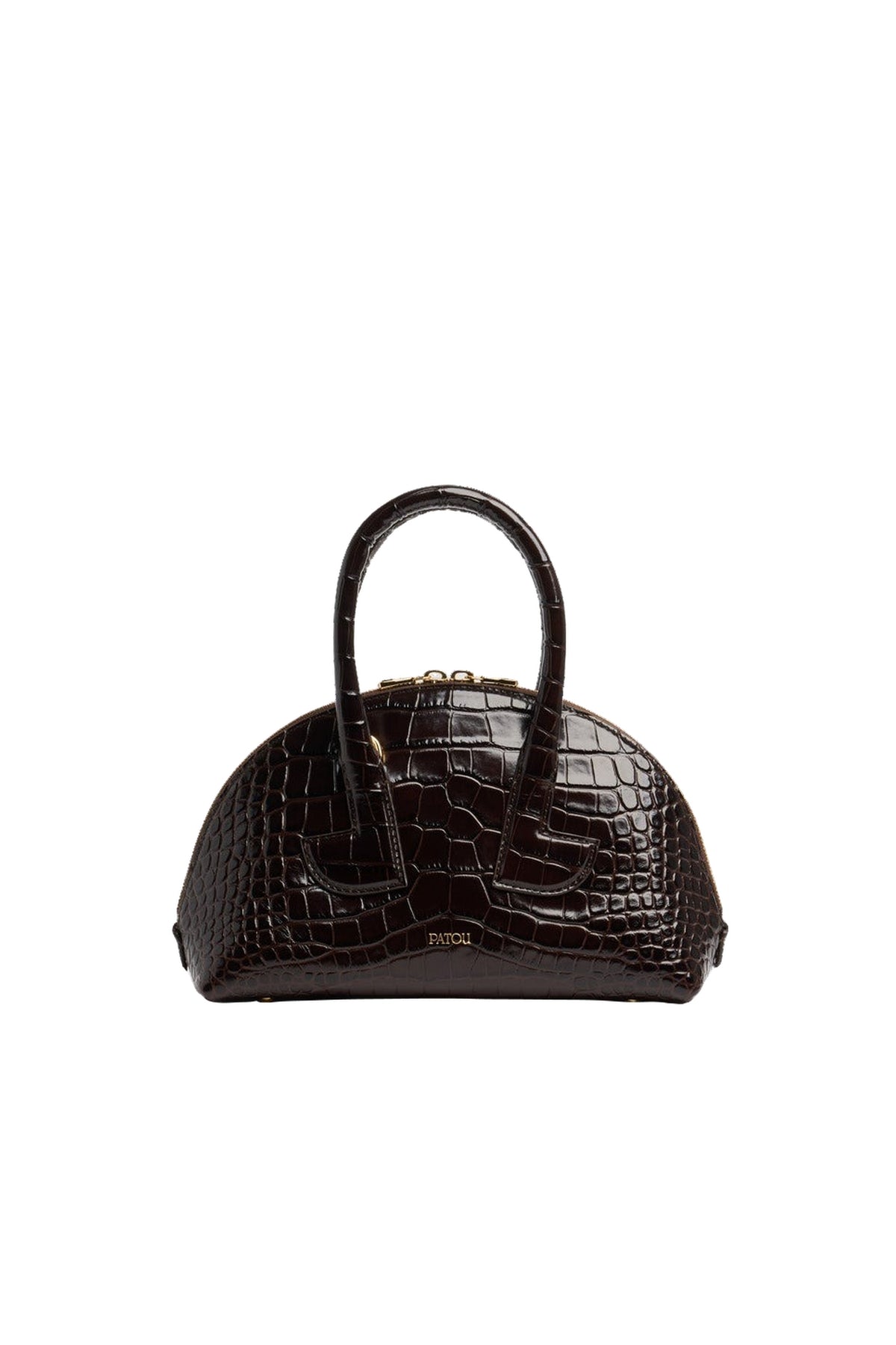 Smoked Ebony / Sac Le Patou Bowling en cuir embossé crocodile
