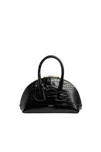 Black / Sac Le Patou Bowling en cuir embossé crocodile