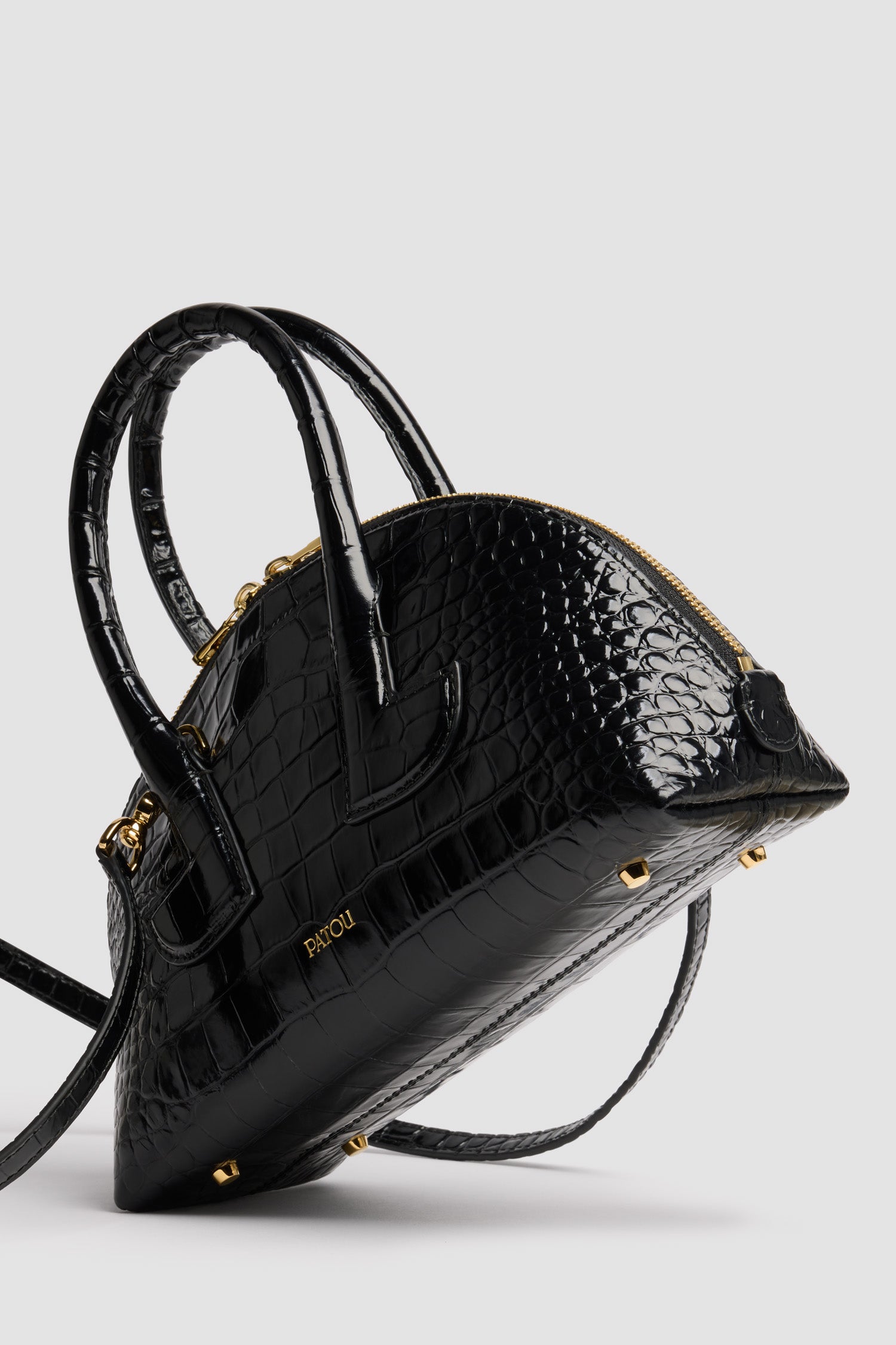Sac Le Patou Bowling en cuir embossé - Noir
