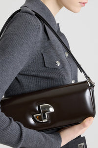 Sac Le Lock en cuir brillant - Smoked Ebony