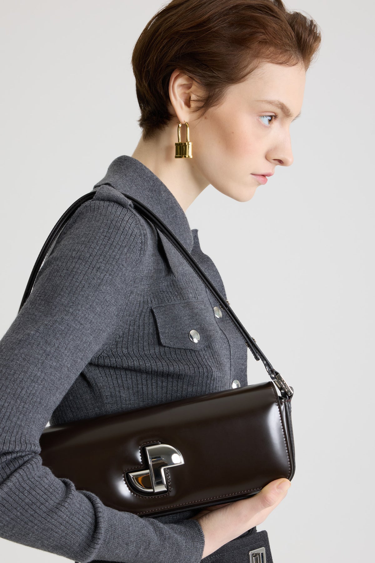 Smoked Ebony / Sac Le Lock en cuir