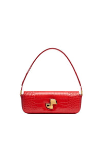 Babylone Red / Sac Le Lock en cuir embossé crocodile