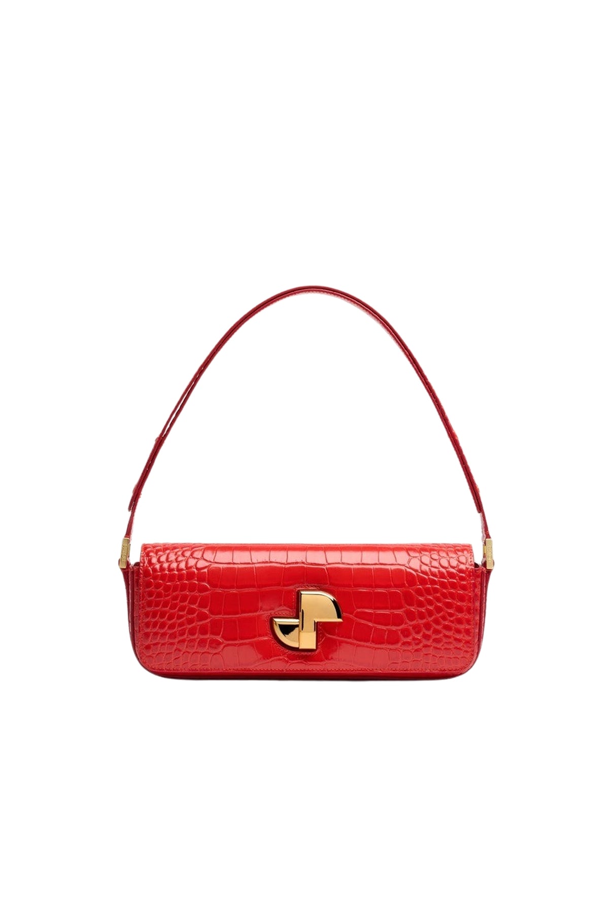 Babylone Red / Sac Le Lock en cuir embossé crocodile
