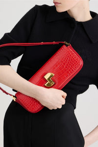Sac Le Lock en cuir embossé - Rouge Babylone