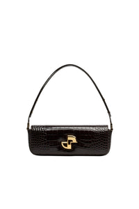 Smoked Ebony / Sac Le Lock en cuir embossé crocodile
