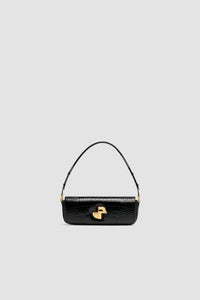 Black / Sac Le Lock en cuir embossé crocodile