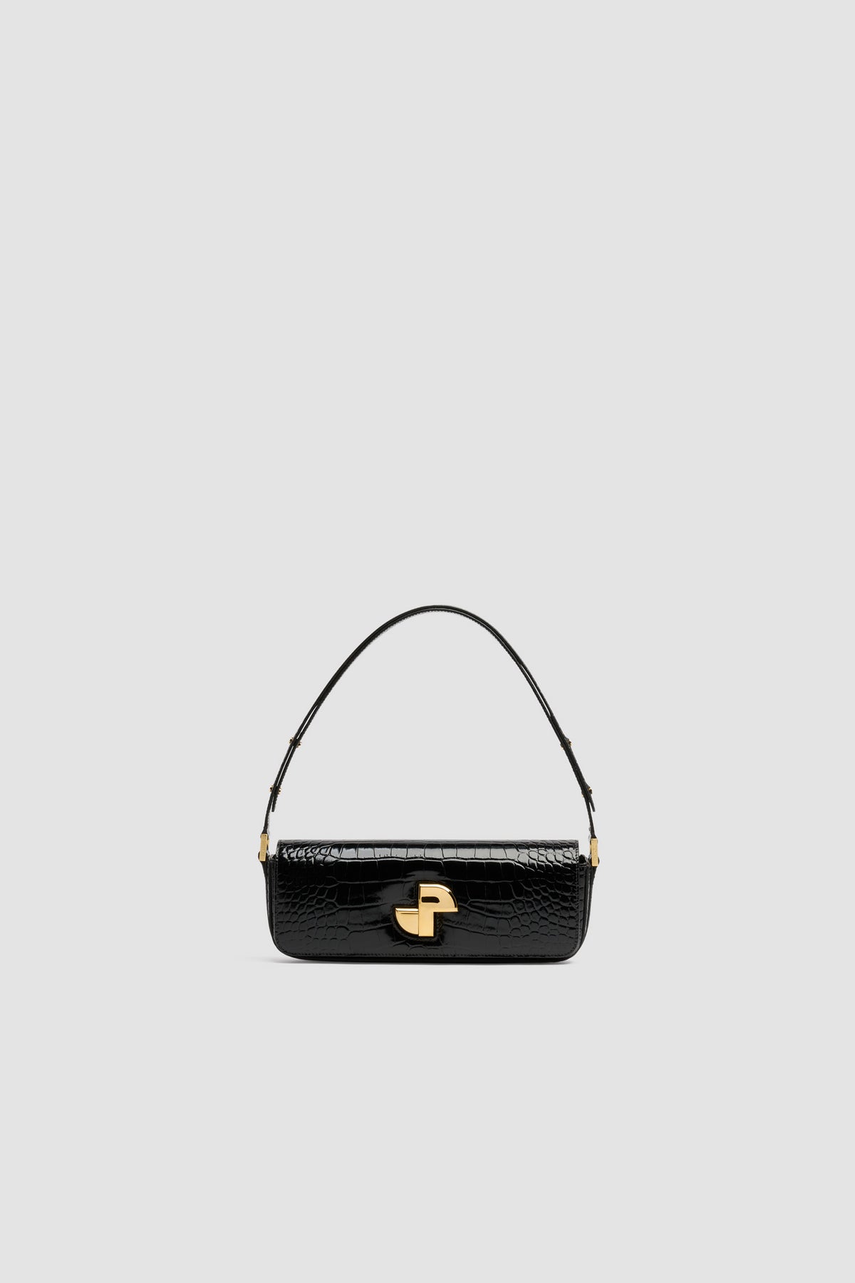 Black / Sac Le Lock en cuir embossé crocodile