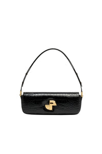 Black / Sac Le Lock en cuir embossé crocodile