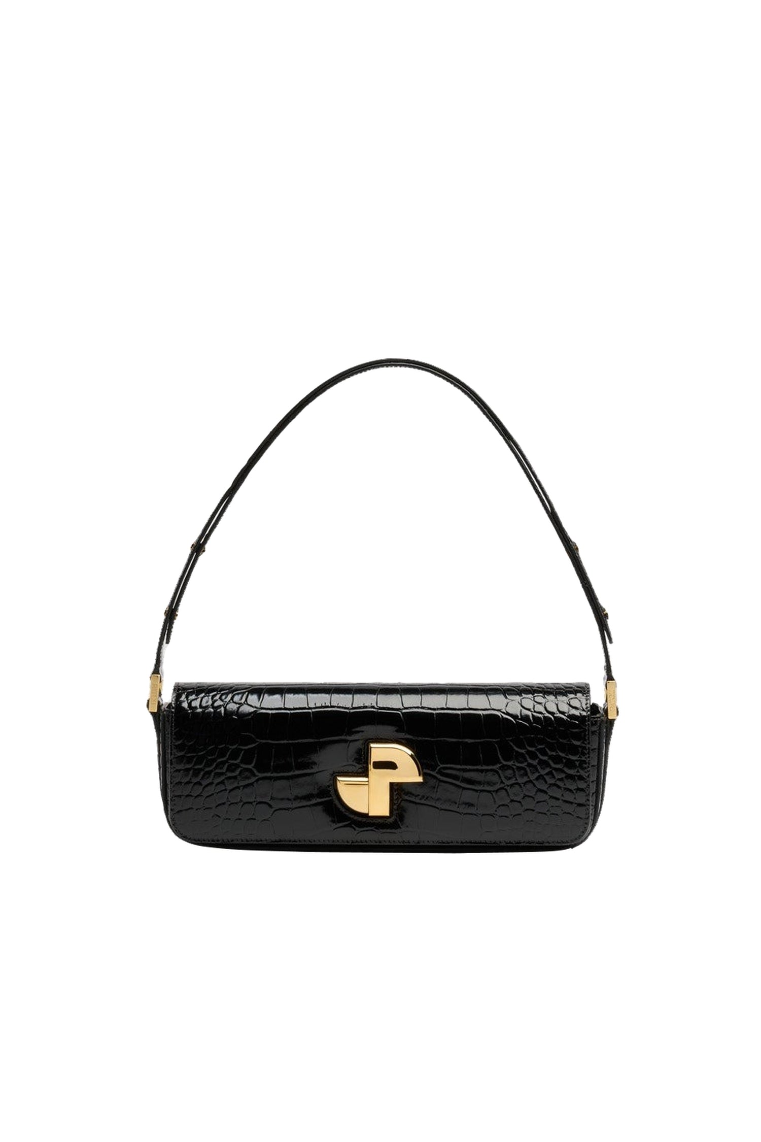 Black / Sac Le Lock en cuir embossé crocodile
