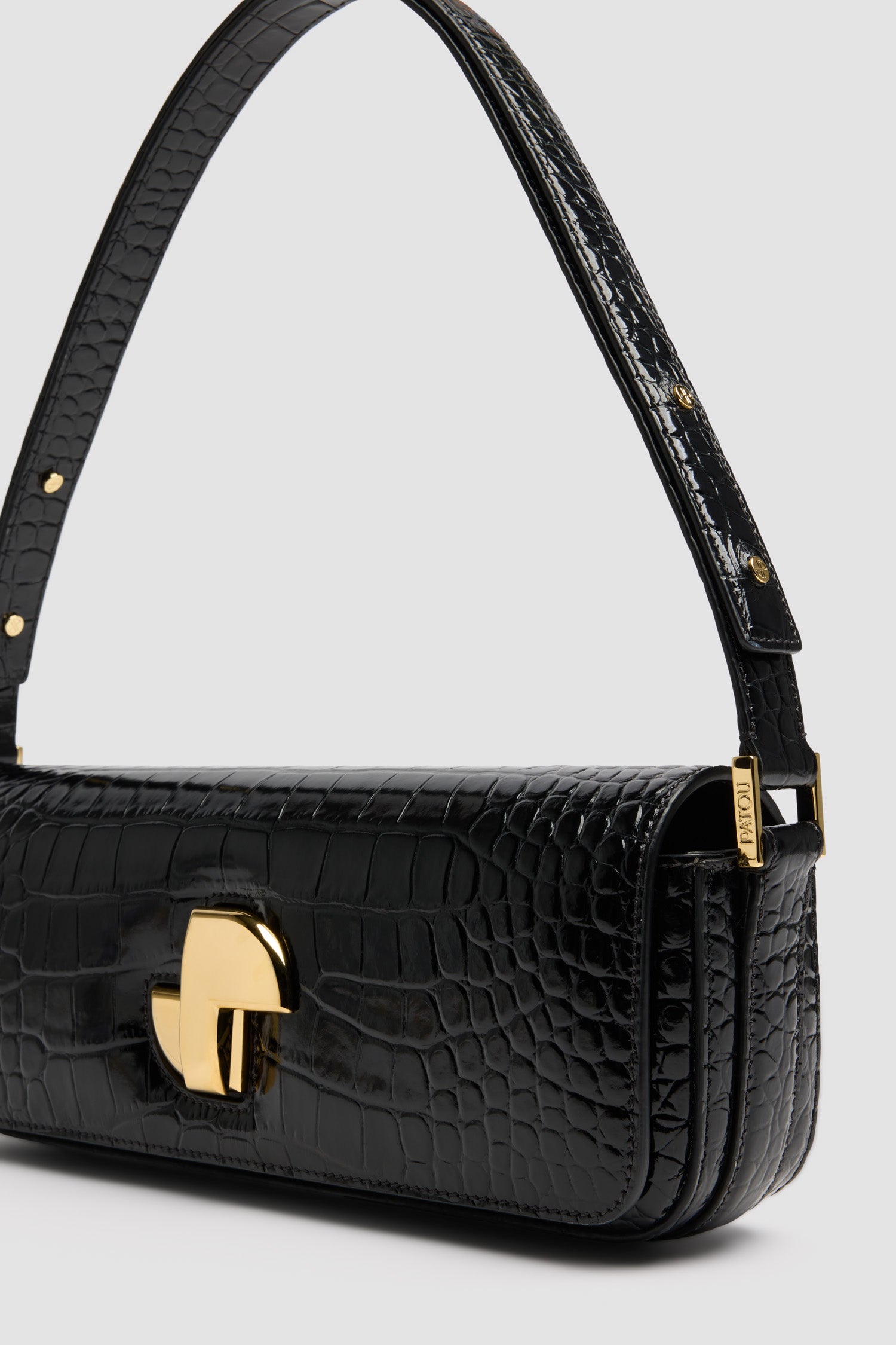 Black / Sac Le Lock en cuir embossé crocodile