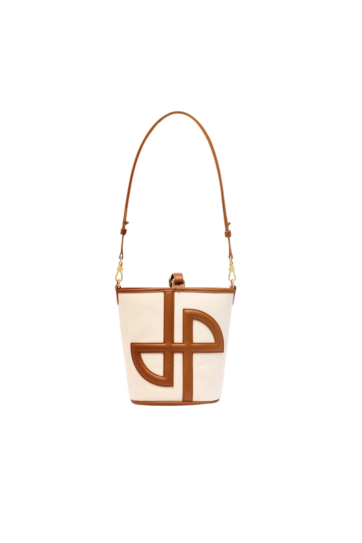 Caramel / Petit sac seau JP en cuir et coton