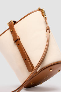 Caramel / Petit sac seau JP en cuir et coton