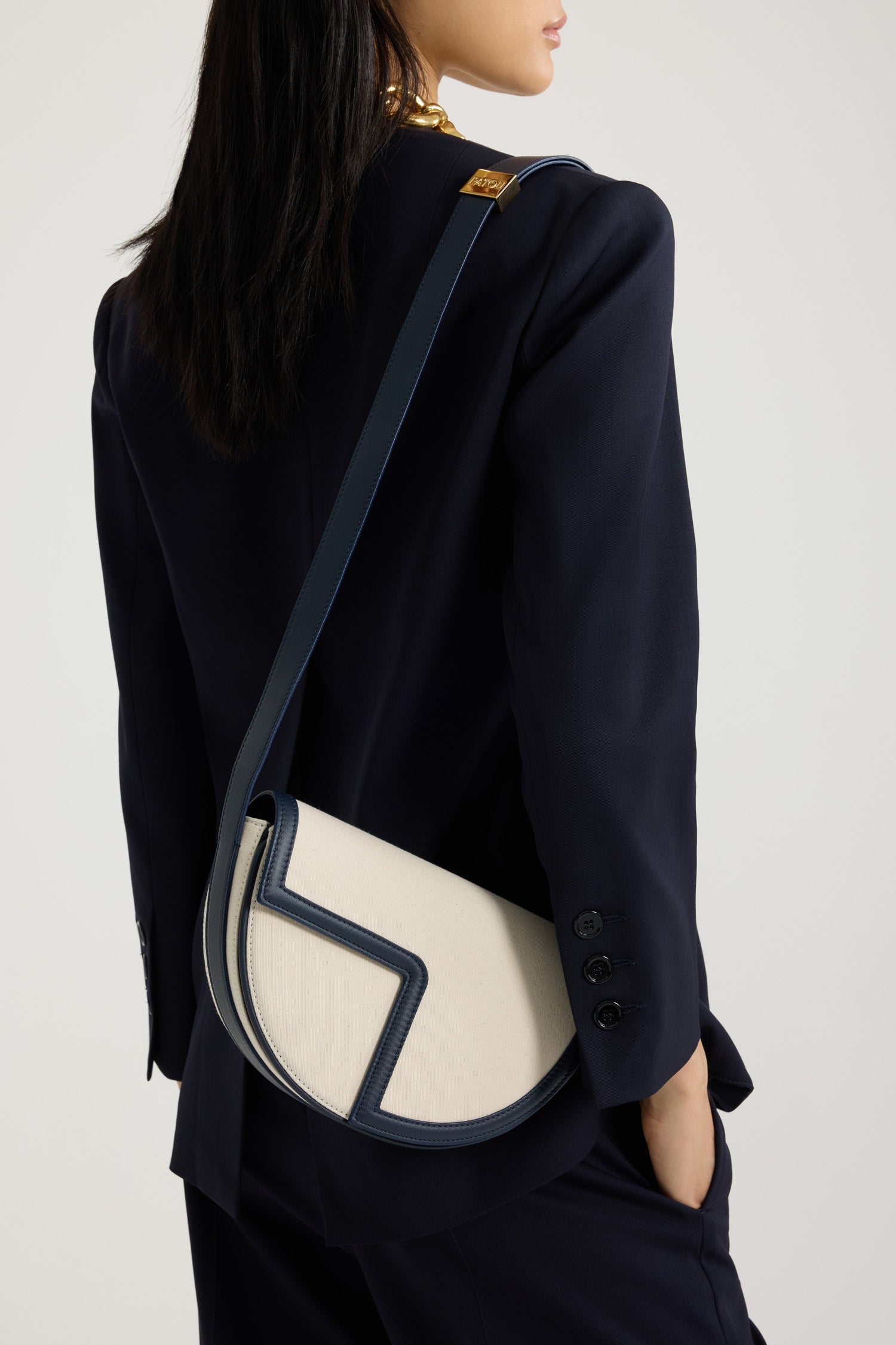 Navy Black / Le Patou en cuir et coton