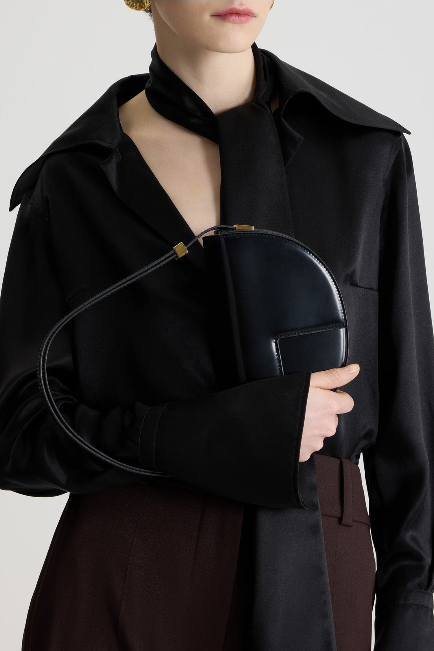 Sac Le Petit Patou en cuir lisse - Noir
