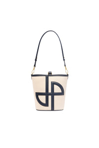 Navy Black / Sac seau JP en cuir et coton