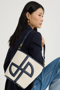 Navy Black / Sac seau JP en cuir et coton