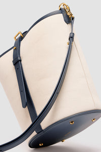 Navy Black / Sac seau JP en cuir et coton