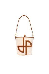 Caramel / Sac seau JP en cuir et coton